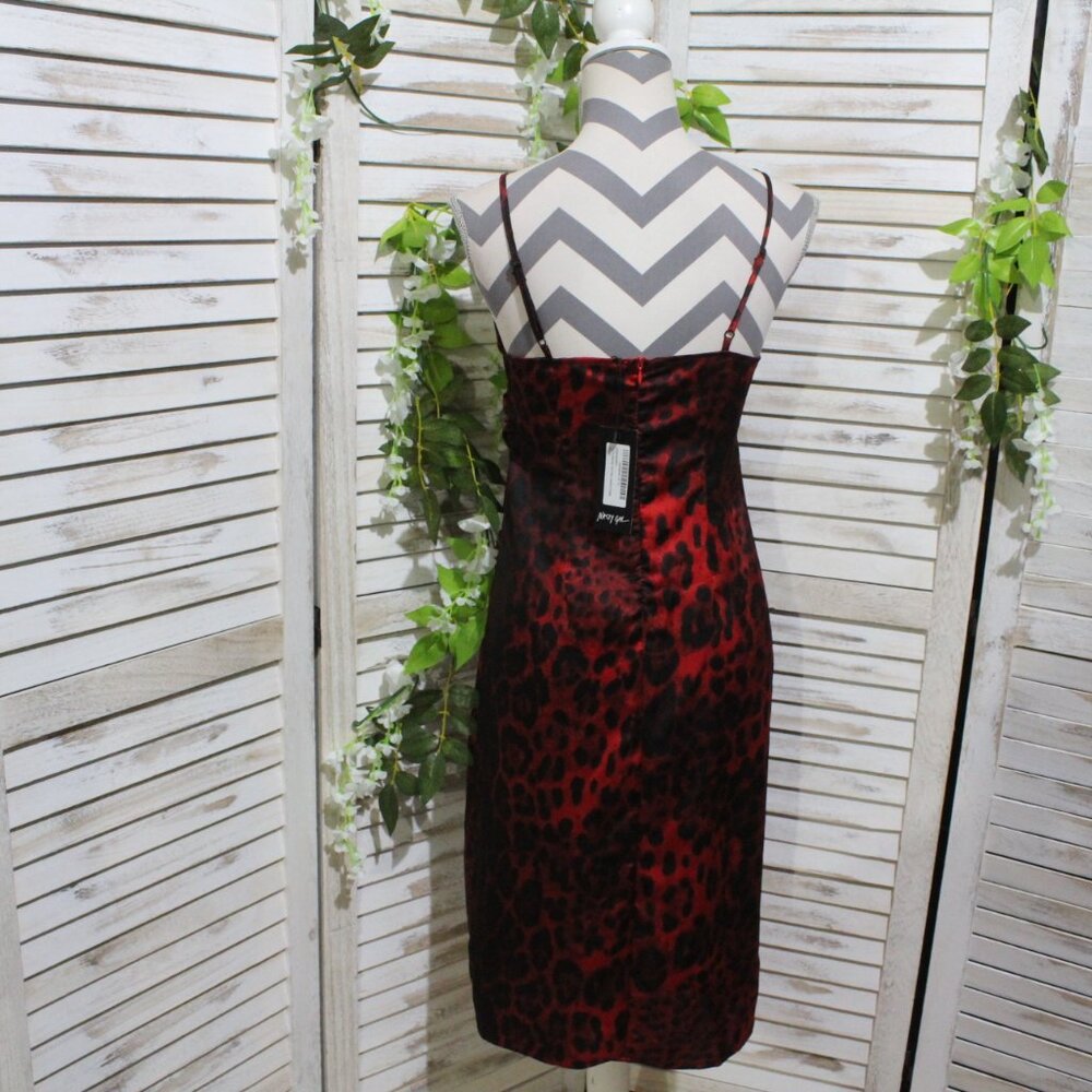 Pretty little thing red/black leopard print slip dress (944) - Picture 8 of 16